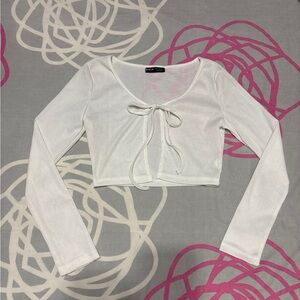 SHEIN White Tie Front Cardigan